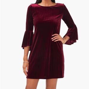 A bell-sleeve, burgundy / wine dress just in time for fall!